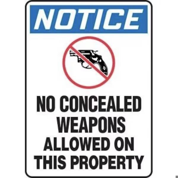 Accuform No Concealed Weapons Allowed On This Property, Accu-Shield, 10 in x 7 in, Adhesive MACC810XP - main